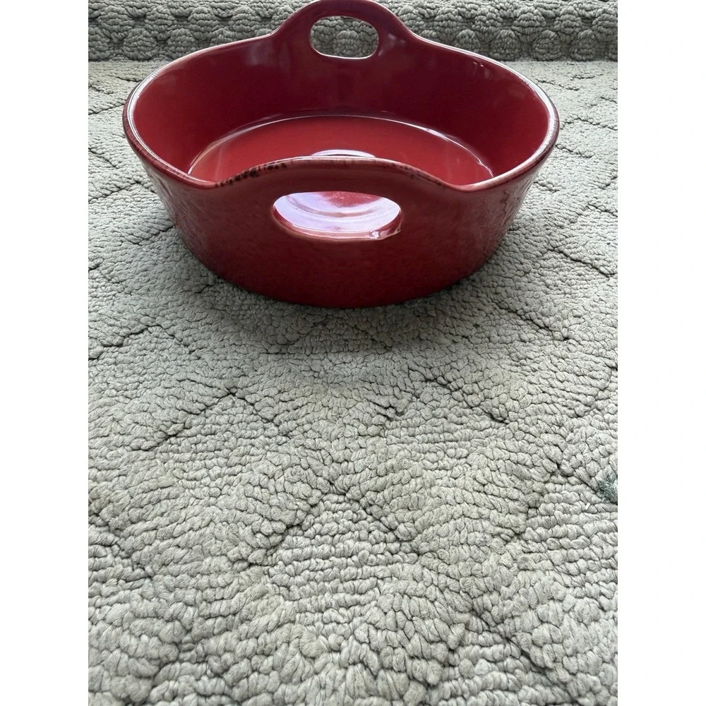 Aaron Sanchez Culture in the Kitchen Ceramic Baking round handle dish Red